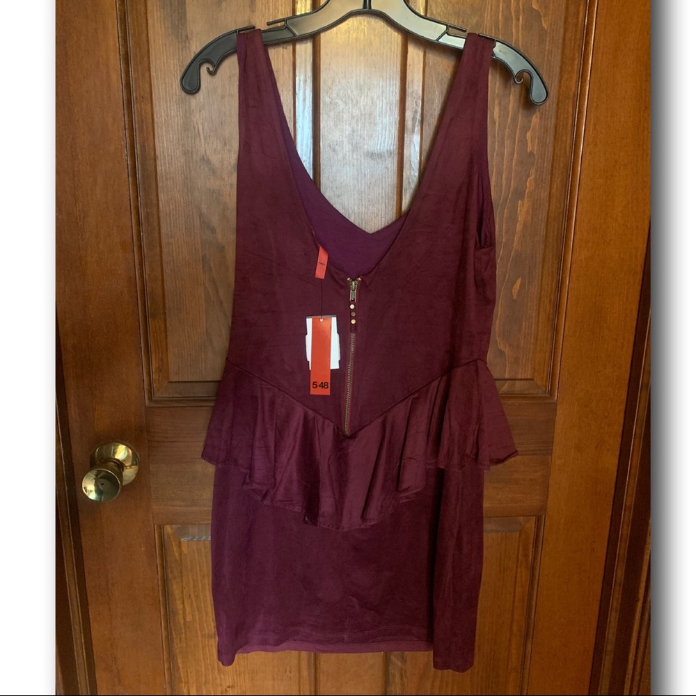 NWT: 5|48 Aubergine suede peplum dress, size M - Picture 3 of 5